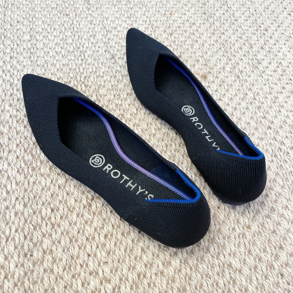 Rothey’s The Point II in Black - women’s pointed toe woven flats, size 7.5 - Picture 2 of 9